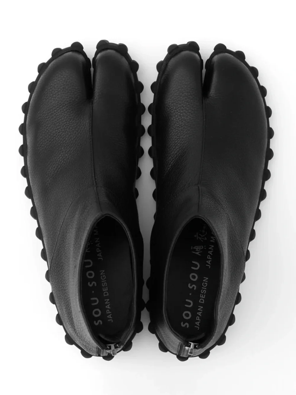 New SOU SOU Tabi Split Toe Rear-zip Half-length Leather Shoes Boots / Black, 25